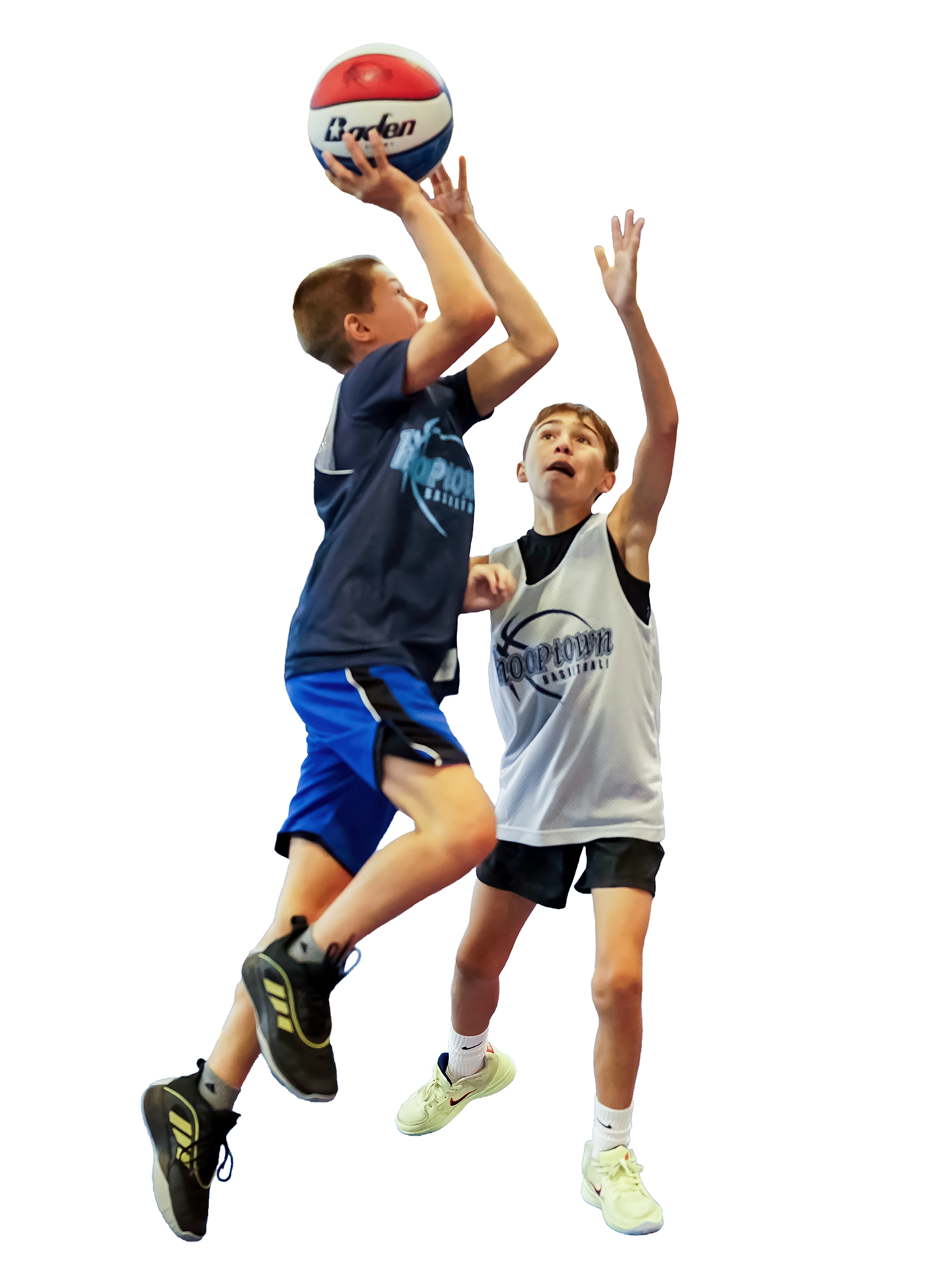 Hooptown camper playing basketball silhouette
